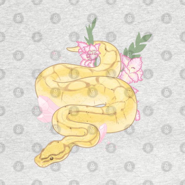 Ball Python and Gladiolus by starrypaige